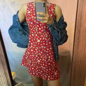 Red floral dress